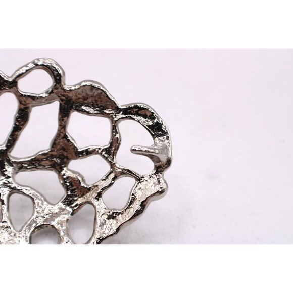 Brutalist Silver Abstract Belt Buckle Polished Metal Finish Rock Like Design Vtg - Picture 3 of 8